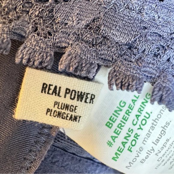 {aerie} "Real Power Plunge" Lace Adjustable Strap Intimates Bralette Bra - Picture 4 of 4